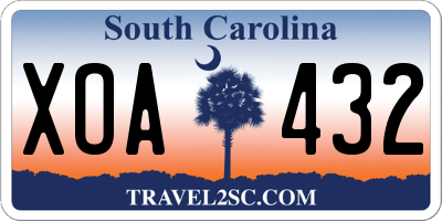 SC license plate XOA432
