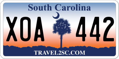 SC license plate XOA442