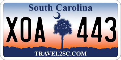 SC license plate XOA443
