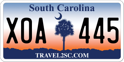 SC license plate XOA445