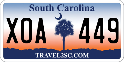 SC license plate XOA449