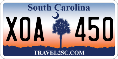SC license plate XOA450