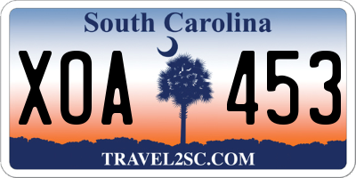 SC license plate XOA453