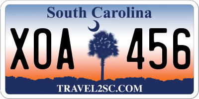 SC license plate XOA456