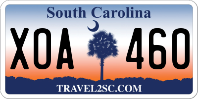 SC license plate XOA460