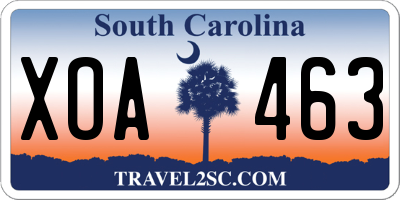 SC license plate XOA463