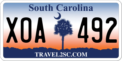 SC license plate XOA492