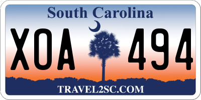 SC license plate XOA494