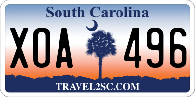 SC license plate XOA496