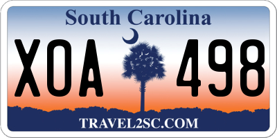 SC license plate XOA498
