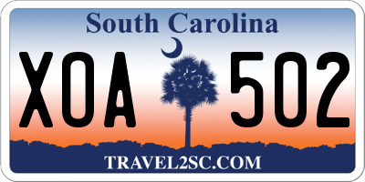 SC license plate XOA502