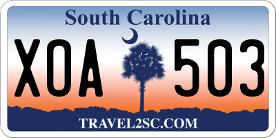 SC license plate XOA503