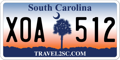SC license plate XOA512