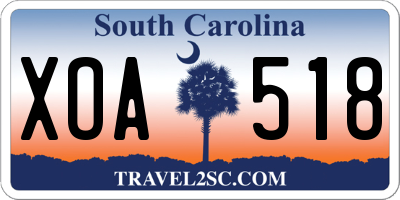 SC license plate XOA518