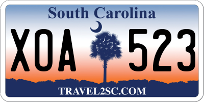 SC license plate XOA523