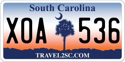 SC license plate XOA536