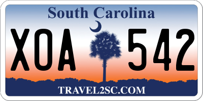 SC license plate XOA542