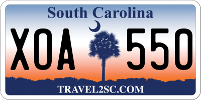 SC license plate XOA550