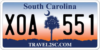 SC license plate XOA551