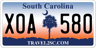 SC license plate XOA580
