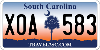 SC license plate XOA583
