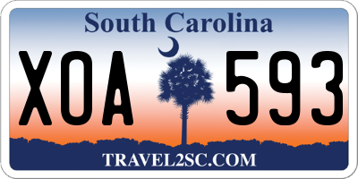 SC license plate XOA593