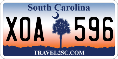 SC license plate XOA596