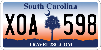 SC license plate XOA598