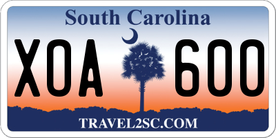SC license plate XOA600