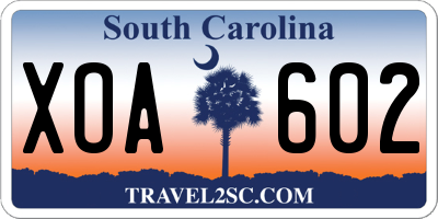 SC license plate XOA602