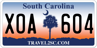 SC license plate XOA604