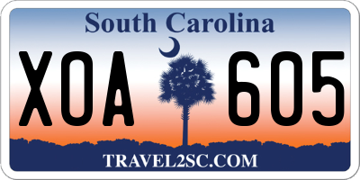 SC license plate XOA605