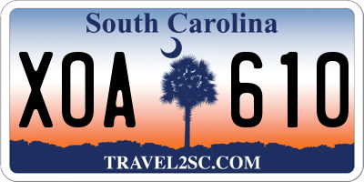 SC license plate XOA610