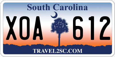 SC license plate XOA612