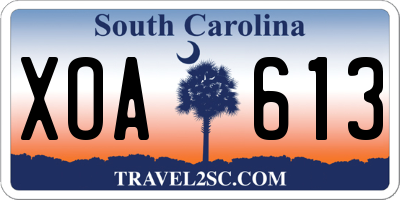 SC license plate XOA613