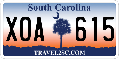SC license plate XOA615