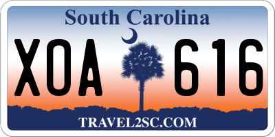 SC license plate XOA616