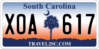 SC license plate XOA617