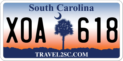 SC license plate XOA618