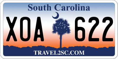SC license plate XOA622
