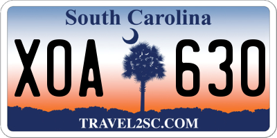 SC license plate XOA630