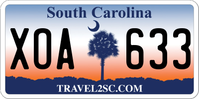 SC license plate XOA633