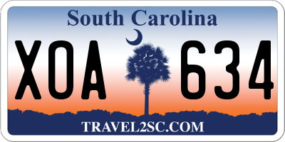 SC license plate XOA634