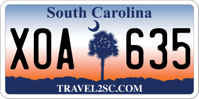 SC license plate XOA635