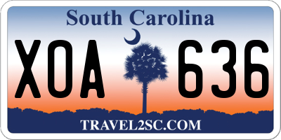 SC license plate XOA636