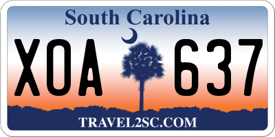 SC license plate XOA637