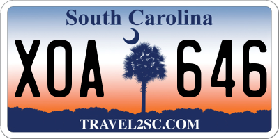 SC license plate XOA646