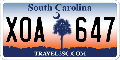SC license plate XOA647