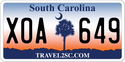SC license plate XOA649