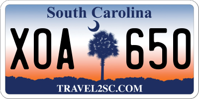 SC license plate XOA650